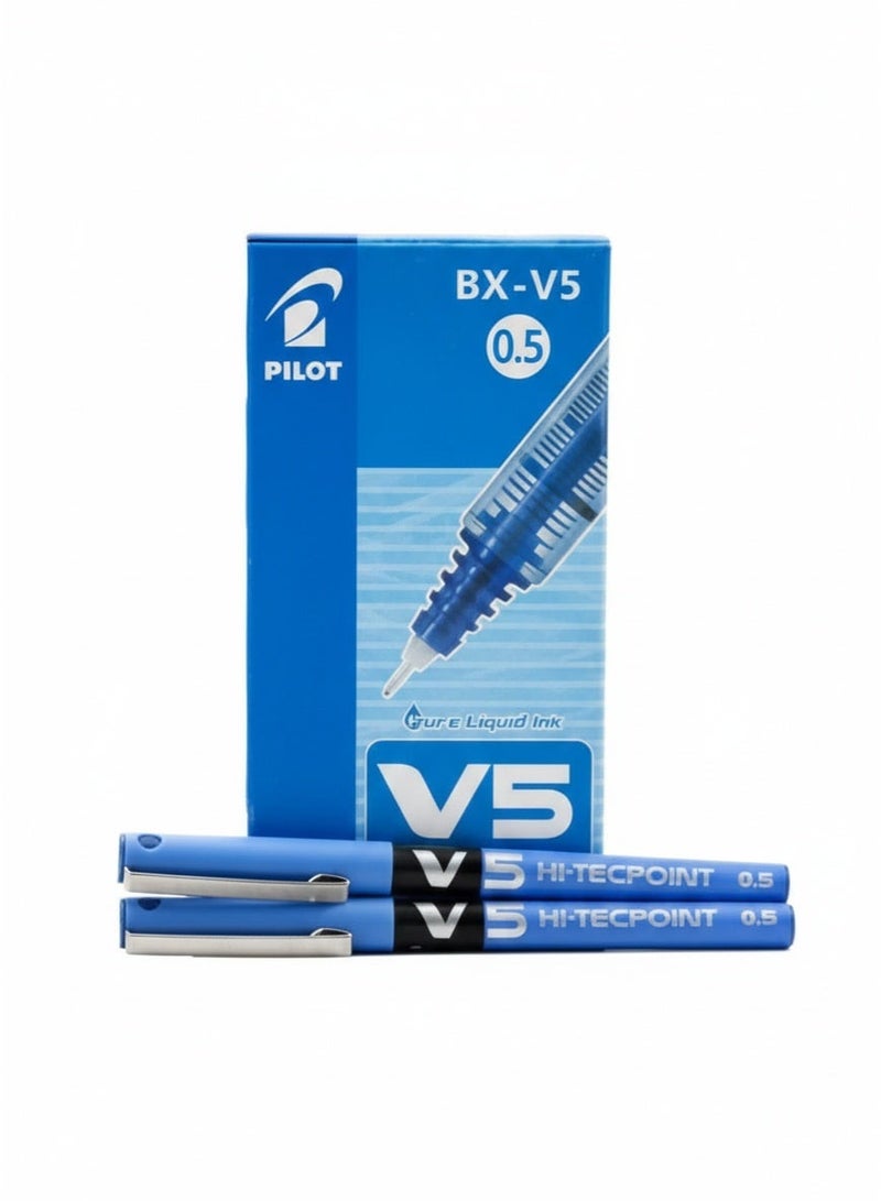 Pilot BX-V5 Hi-Tecpoint Rollerball Pen 0.5mm Blue Ink – Pack of 6 PCS - Image 1
